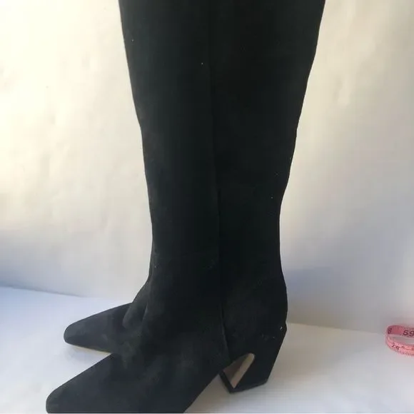 SAM EDELMAN Black Suede Leather Knee-High Boots Pull On Sz 6 - Picture 5 of 10